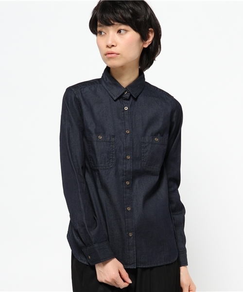 OUTLET（アウトレット）の「【CIAOPANIC TYPY】デニムシャツ（シャツ/ブラウス・レディース・ブルー/ネイビー・SMALL/MEDIUM）」の2枚目の写真