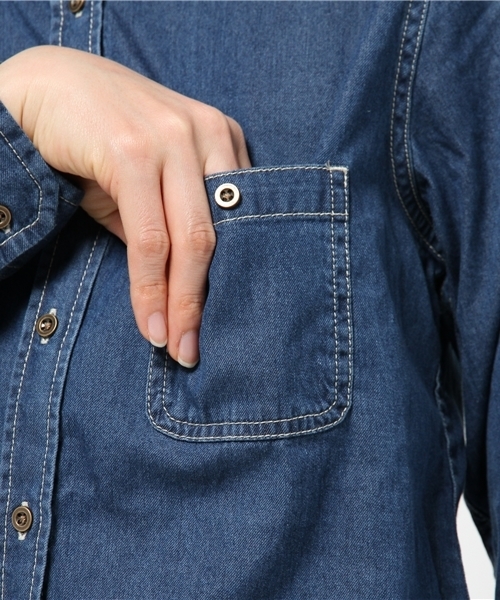 OUTLET（アウトレット）の「【CIAOPANIC TYPY】デニムシャツ（シャツ/ブラウス・レディース・ブルー/ネイビー・SMALL/MEDIUM）」の8枚目の写真