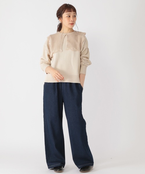 studio CLIP（スタディオクリップ）の「5ゲージアウトリンキングニットプルオーバー（ニット/セーター・レディース・オフホワイト/ピンク・FREE）」の7枚目の写真