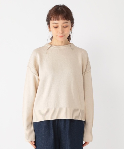 studio CLIP（スタディオクリップ）の「5ゲージアウトリンキングニットプルオーバー（ニット/セーター・レディース・オフホワイト/ピンク・FREE）」の10枚目の写真