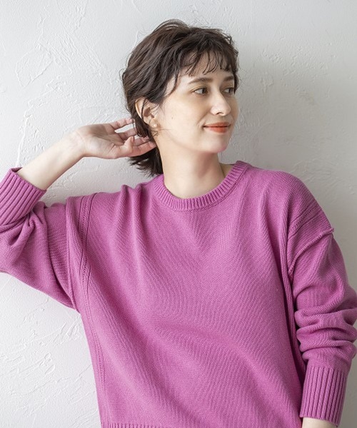 studio CLIP（スタディオクリップ）の「5ゲージアウトリンキングニットプルオーバー（ニット/セーター・レディース・オフホワイト/ピンク・FREE）」の19枚目の写真