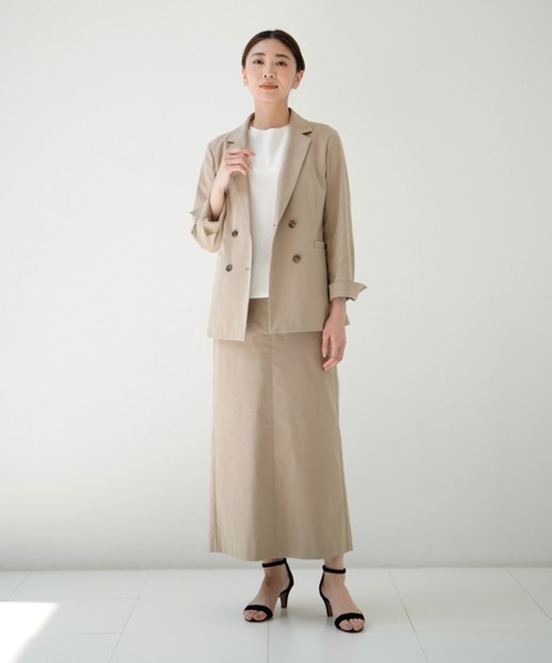 INED（イネド）の「スマッシュリネン トラペーズラインスカート【セットアップ対応】（スカート・レディース・ベージュ/ネイビー/レンガ・11号/9号/7号）」の6枚目の写真