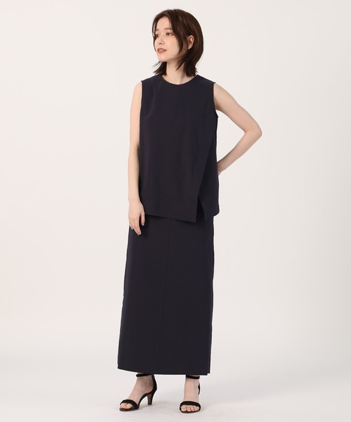 INED（イネド）の「スマッシュリネン トラペーズラインスカート【セットアップ対応】（スカート・レディース・ベージュ/ネイビー/レンガ・11号/9号/7号）」の9枚目の写真