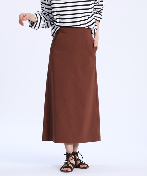 INED（イネド）の「スマッシュリネン トラペーズラインスカート【セットアップ対応】（スカート・レディース・ベージュ/ネイビー/レンガ・11号/9号/7号）」の7枚目の写真