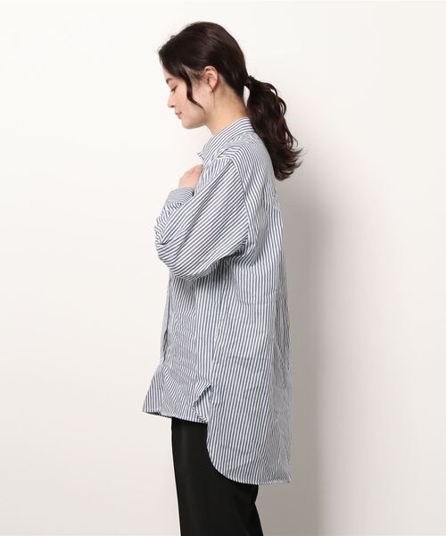 sango（sango）の「ストライプ柄ビッグシャツ（シャツ/ブラウス・レディース・ネイビー/グリーン・FREE）」の11枚目の写真