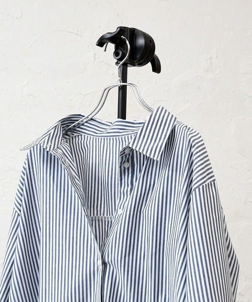 sango（sango）の「ストライプ柄ビッグシャツ（シャツ/ブラウス・レディース・ネイビー/グリーン・FREE）」の12枚目の写真