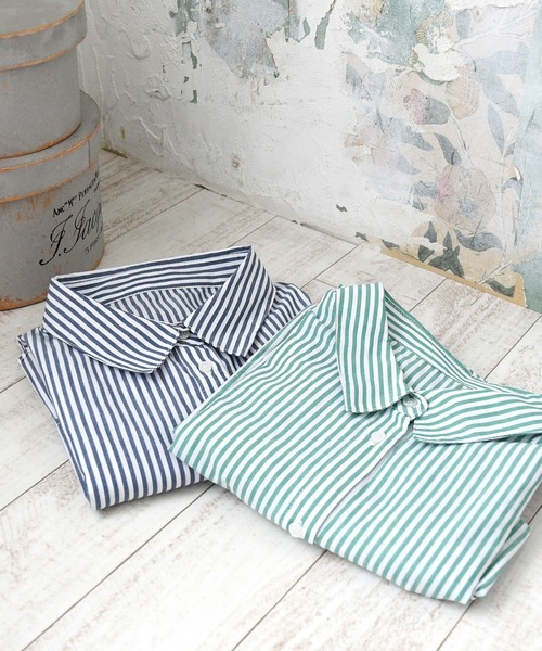 sango（sango）の「ストライプ柄ビッグシャツ（シャツ/ブラウス・レディース・ネイビー/グリーン・FREE）」の20枚目の写真