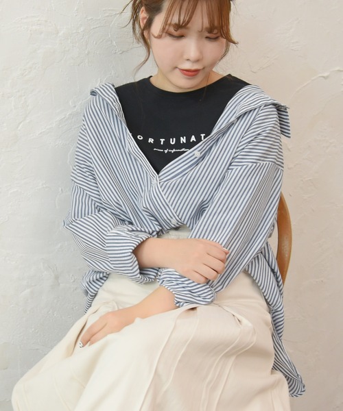 sango（sango）の「ストライプ柄ビッグシャツ（シャツ/ブラウス・レディース・ネイビー/グリーン・FREE）」の22枚目の写真