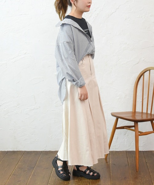 sango（sango）の「ストライプ柄ビッグシャツ（シャツ/ブラウス・レディース・ネイビー/グリーン・FREE）」の14枚目の写真