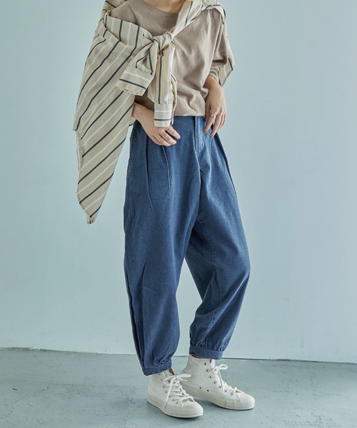 Fashion Letter（ファッションレター）の「ルーズシルエットアラジンデニムパンツ（デニムパンツ・レディース・ブルー/ワンウォッシュ・M/L/LL/3L/4L）」の6枚目の写真