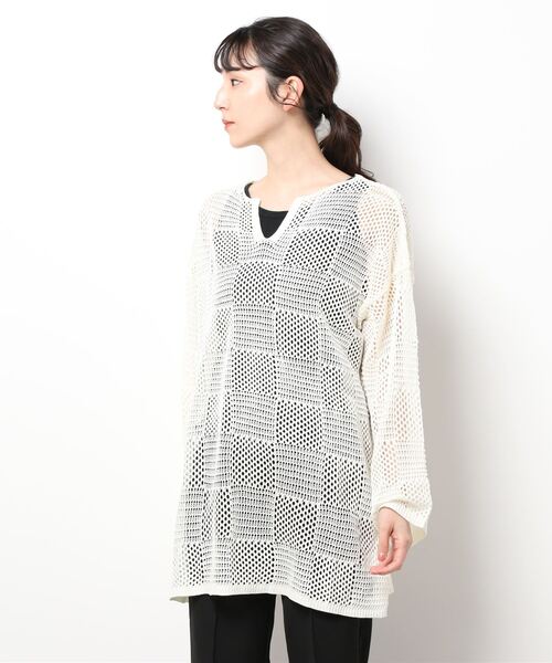 ＪＵＧＬＡＮＳ（ユグランス）の「☆ 麻タッチメッシュ編みニットプルオーバー　30484E133（Tシャツ/カットソー・レディース・ブラック/テラコッタ/オフホワイト・FREE）」の10枚目の写真