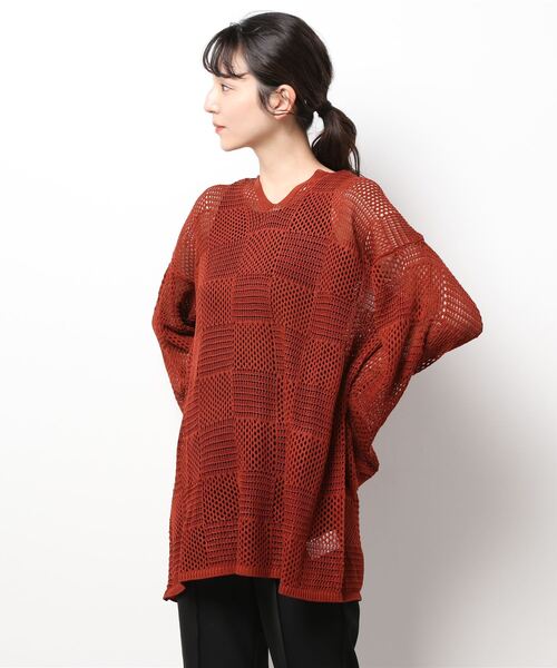ＪＵＧＬＡＮＳ（ユグランス）の「☆ 麻タッチメッシュ編みニットプルオーバー　30484E133（Tシャツ/カットソー・レディース・ブラック/テラコッタ/オフホワイト・FREE）」の20枚目の写真