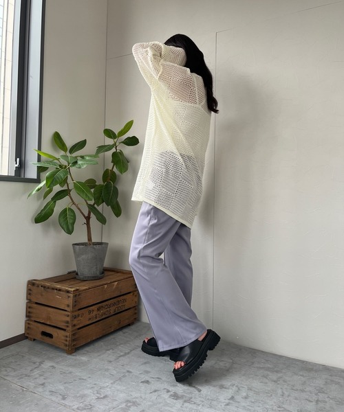 ＪＵＧＬＡＮＳ（ユグランス）の「☆ 麻タッチメッシュ編みニットプルオーバー　30484E133（Tシャツ/カットソー・レディース・ブラック/テラコッタ/オフホワイト・FREE）」の7枚目の写真