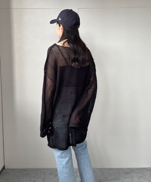 ＪＵＧＬＡＮＳ（ユグランス）の「☆ 麻タッチメッシュ編みニットプルオーバー　30484E133（Tシャツ/カットソー・レディース・ブラック/テラコッタ/オフホワイト・FREE）」の12枚目の写真