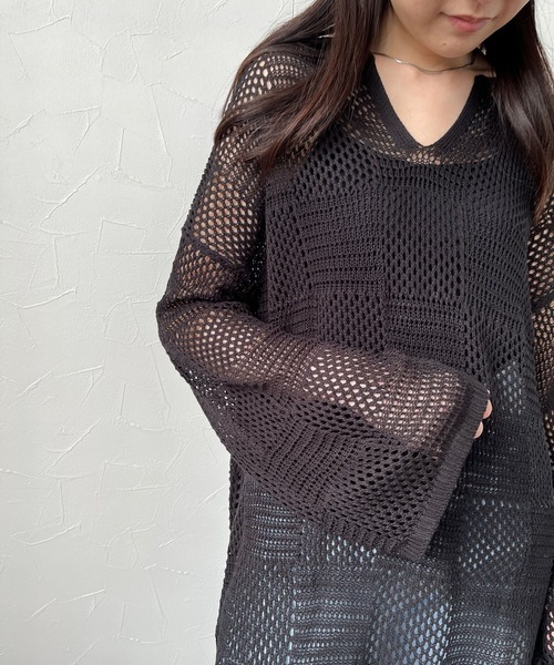 ＪＵＧＬＡＮＳ（ユグランス）の「☆ 麻タッチメッシュ編みニットプルオーバー　30484E133（Tシャツ/カットソー・レディース・ブラック/テラコッタ/オフホワイト・FREE）」の14枚目の写真