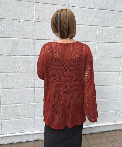 ＪＵＧＬＡＮＳ（ユグランス）の「☆ 麻タッチメッシュ編みニットプルオーバー　30484E133（Tシャツ/カットソー・レディース・ブラック/テラコッタ/オフホワイト・FREE）」の17枚目の写真