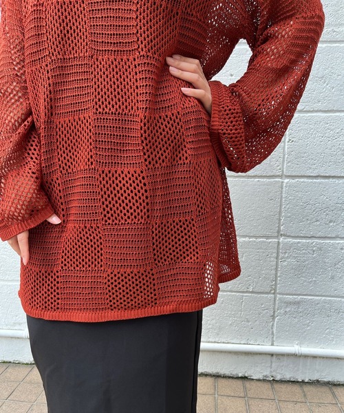 ＪＵＧＬＡＮＳ（ユグランス）の「☆ 麻タッチメッシュ編みニットプルオーバー　30484E133（Tシャツ/カットソー・レディース・ブラック/テラコッタ/オフホワイト・FREE）」の18枚目の写真