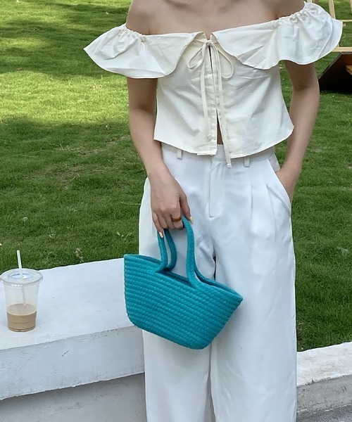 Opinion korean town(オピニオン コリアン タウン)の「Fabric mini tote bag(ハンドバッグ・レディース・ブルー/レッド/イエロー/パープル・FREE)」の15枚目の写真