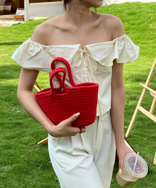 Opinion korean town(オピニオン コリアン タウン)の「Fabric mini tote bag(ハンドバッグ・レディース・ブルー/レッド/イエロー/パープル・FREE)」の11枚目の写真