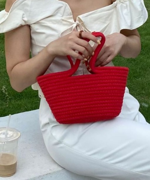 Opinion korean town(オピニオン コリアン タウン)の「Fabric mini tote bag(ハンドバッグ・レディース・ブルー/レッド/イエロー/パープル・FREE)」の10枚目の写真