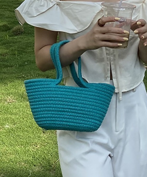 Opinion korean town(オピニオン コリアン タウン)の「Fabric mini tote bag(ハンドバッグ・レディース・ブルー/レッド/イエロー/パープル・FREE)」の14枚目の写真