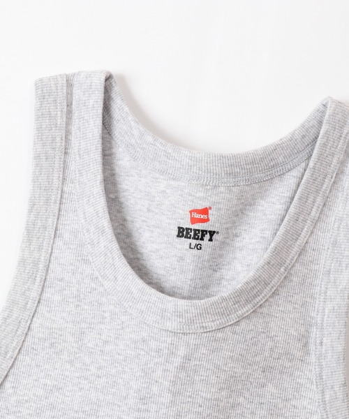 HANES（ヘインズ）の「【Hanes/ヘインズ】メンズ ビーフィー リブタンクトップ（タンクトップ・メンズ・ホワイト/ブラック/ネイビー/ヘザーグレー・MEDIUM/LARGE/X-LARGE）」の15枚目の写真