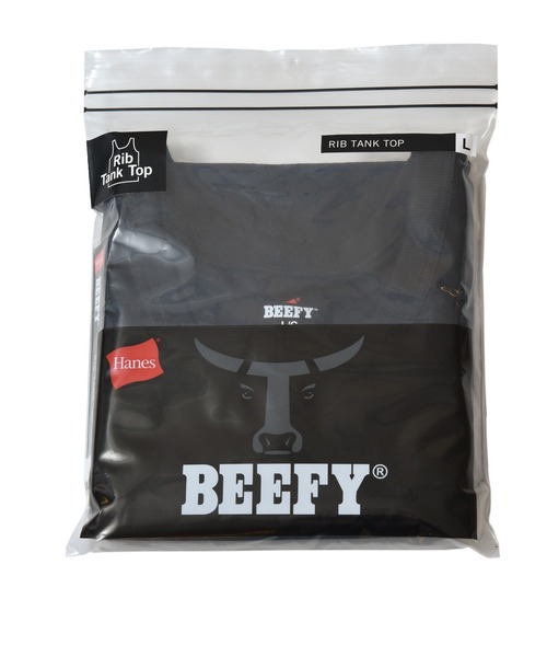 HANES（ヘインズ）の「【Hanes/ヘインズ】メンズ ビーフィー リブタンクトップ（タンクトップ・メンズ・ホワイト/ブラック/ネイビー/ヘザーグレー・MEDIUM/LARGE/X-LARGE）」の7枚目の写真