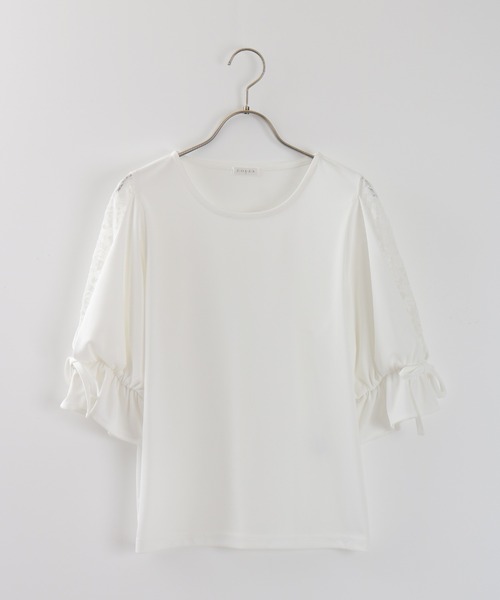 Honeys(ハニーズ)の「袖レーストップス(Tシャツ/カットソー・レディース・ホワイト/ブラック/ピンク/グリーン・S/M/L)」の21枚目の写真