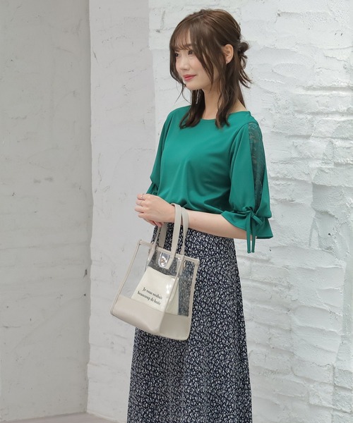 Honeys(ハニーズ)の「袖レーストップス(Tシャツ/カットソー・レディース・ホワイト/ブラック/ピンク/グリーン・S/M/L)」の22枚目の写真