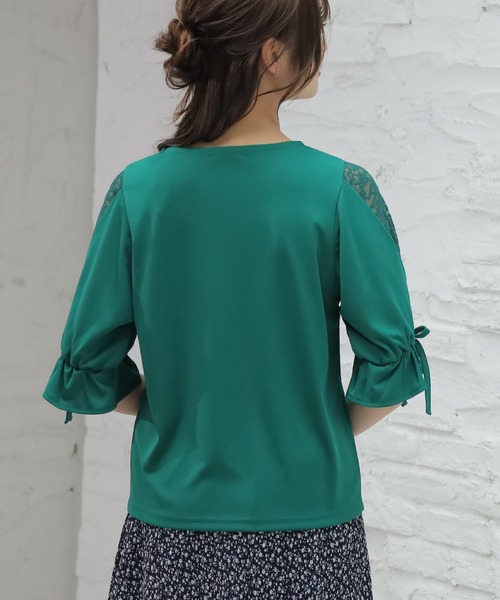 Honeys(ハニーズ)の「袖レーストップス(Tシャツ/カットソー・レディース・ホワイト/ブラック/ピンク/グリーン・S/M/L)」の11枚目の写真