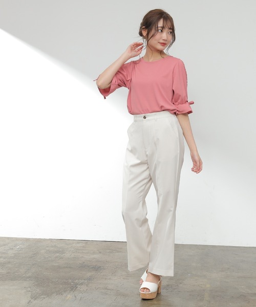 Honeys(ハニーズ)の「袖レーストップス(Tシャツ/カットソー・レディース・ホワイト/ブラック/ピンク/グリーン・S/M/L)」の20枚目の写真
