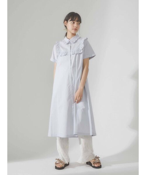 merry jenny（メリージェニー）の「フリルシャツテントワンピース（ワンピース・レディース・オフホワイト/ブラック/ライトブルー・FREE）」の7枚目の写真