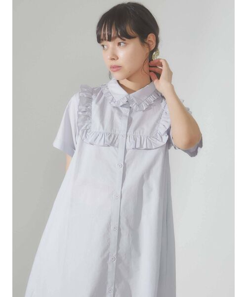 merry jenny（メリージェニー）の「フリルシャツテントワンピース（ワンピース・レディース・オフホワイト/ブラック/ライトブルー・FREE）」の9枚目の写真