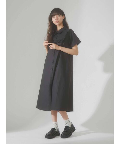 merry jenny（メリージェニー）の「フリルシャツテントワンピース（ワンピース・レディース・オフホワイト/ブラック/ライトブルー・FREE）」の10枚目の写真