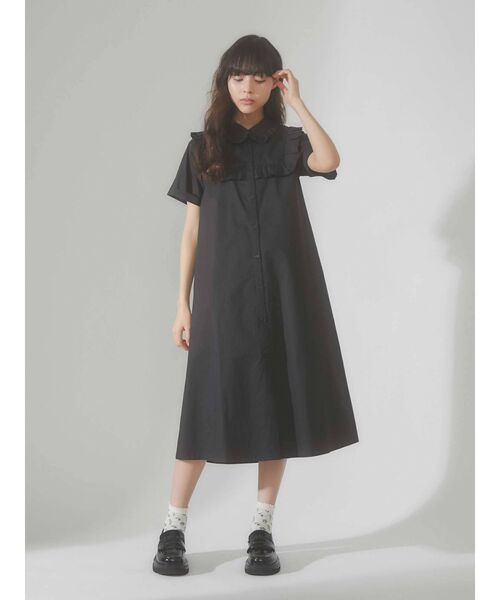 merry jenny（メリージェニー）の「フリルシャツテントワンピース（ワンピース・レディース・オフホワイト/ブラック/ライトブルー・FREE）」の11枚目の写真