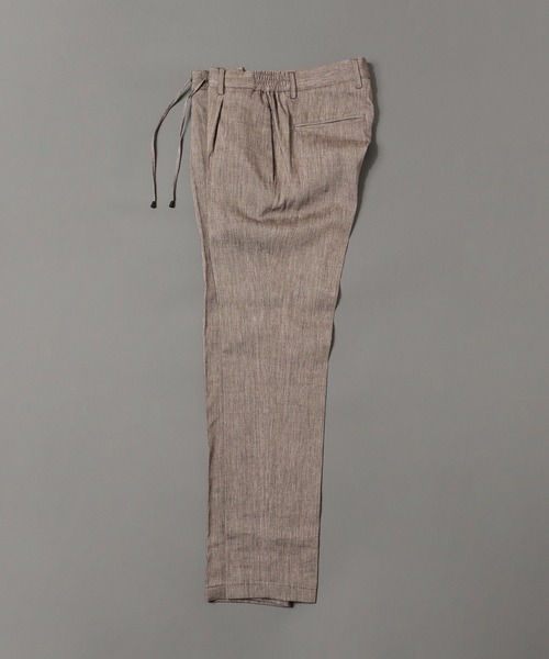 giab's ARCHIVIO（ジャブス アルキヴィオ）の「giabsarchivio × Brilla per il gusto / 別注 MASACCIO ストレッチリネン 1プリーツ ドローコード スラックス（スラックス・メンズ・チャコールグレー/ブラウン/インディゴブルー/オリーブ・48/44/46/42/50）」の2枚目の写真