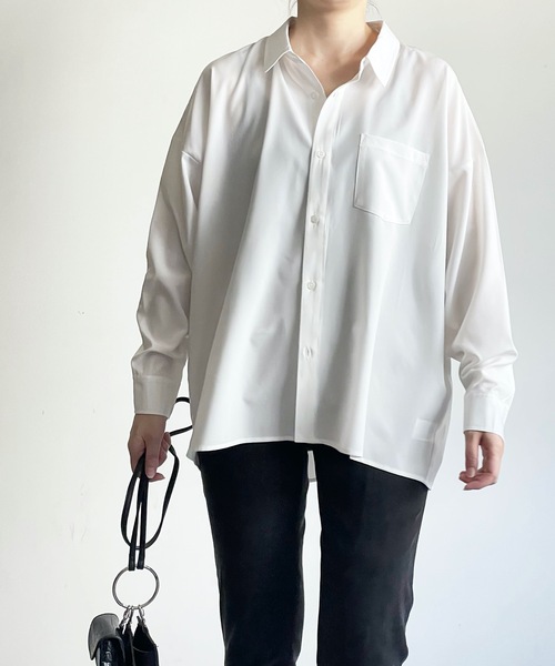 THE TWENTYSEVEN(ザ トゥエンティーセブン)の「The TWENTYSEVEN:PE STRETCH DROP SHOULDER SHIRTS L/S ポリストレッチドロップショルダーシャツロングスリーブ(シャツ/ブラウス・レディース・ホワイト/チャコールグレー/イエロー/グリーン・L/M/XL)」の2枚目の写真