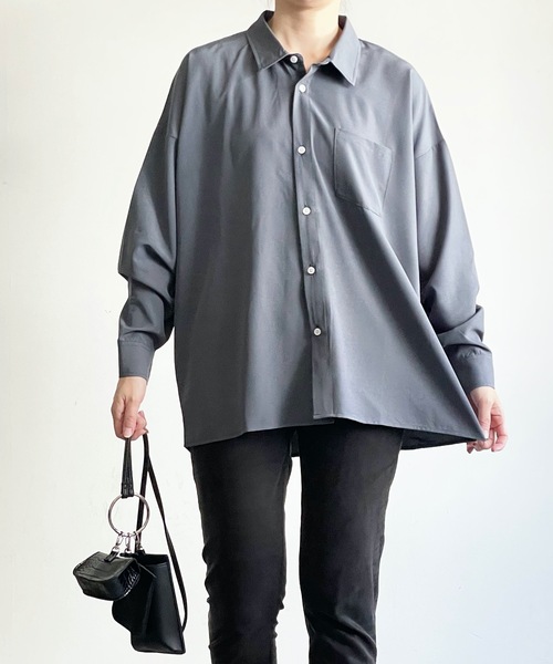 THE TWENTYSEVEN(ザ トゥエンティーセブン)の「The TWENTYSEVEN:PE STRETCH DROP SHOULDER SHIRTS L/S ポリストレッチドロップショルダーシャツロングスリーブ(シャツ/ブラウス・レディース・ホワイト/チャコールグレー/イエロー/グリーン・L/M/XL)」の3枚目の写真
