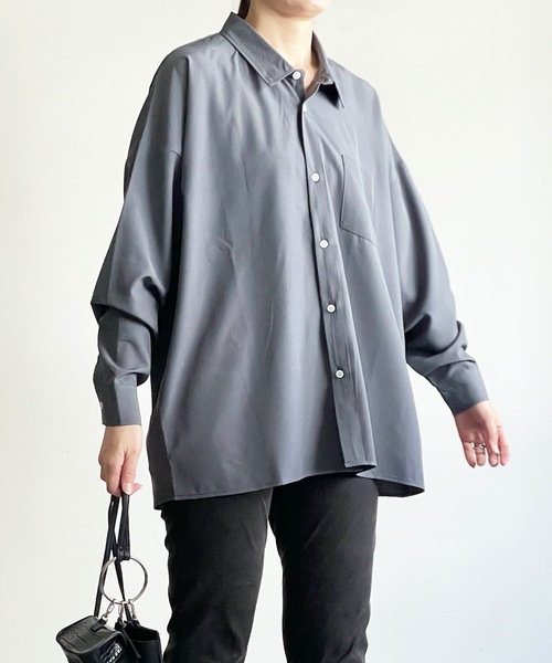 THE TWENTYSEVEN(ザ トゥエンティーセブン)の「The TWENTYSEVEN:PE STRETCH DROP SHOULDER SHIRTS L/S ポリストレッチドロップショルダーシャツロングスリーブ(シャツ/ブラウス・レディース・ホワイト/チャコールグレー/イエロー/グリーン・L/M/XL)」の11枚目の写真
