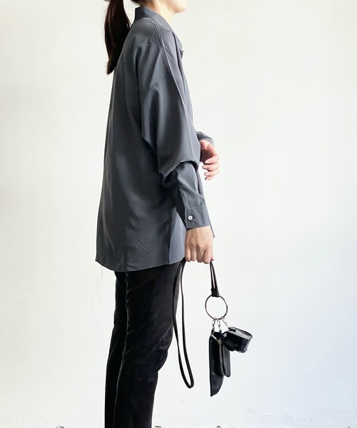 THE TWENTYSEVEN(ザ トゥエンティーセブン)の「The TWENTYSEVEN:PE STRETCH DROP SHOULDER SHIRTS L/S ポリストレッチドロップショルダーシャツロングスリーブ(シャツ/ブラウス・レディース・ホワイト/チャコールグレー/イエロー/グリーン・L/M/XL)」の12枚目の写真