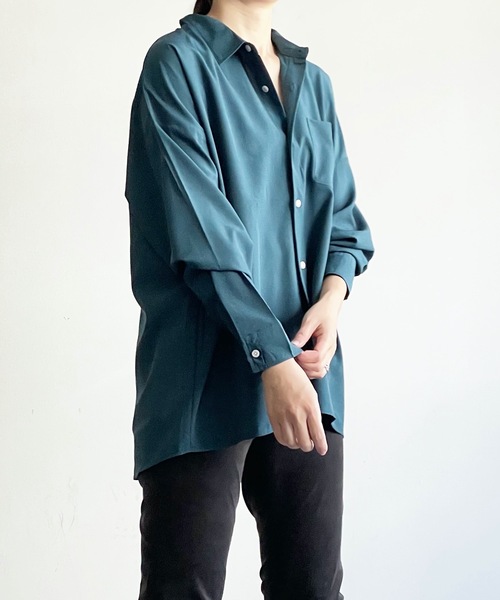THE TWENTYSEVEN(ザ トゥエンティーセブン)の「The TWENTYSEVEN:PE STRETCH DROP SHOULDER SHIRTS L/S ポリストレッチドロップショルダーシャツロングスリーブ(シャツ/ブラウス・レディース・ホワイト/チャコールグレー/イエロー/グリーン・L/M/XL)」の18枚目の写真