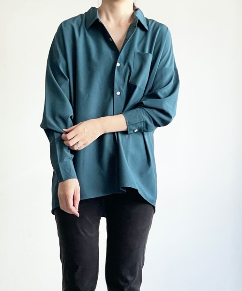 THE TWENTYSEVEN(ザ トゥエンティーセブン)の「The TWENTYSEVEN:PE STRETCH DROP SHOULDER SHIRTS L/S ポリストレッチドロップショルダーシャツロングスリーブ(シャツ/ブラウス・レディース・ホワイト/チャコールグレー/イエロー/グリーン・L/M/XL)」の19枚目の写真