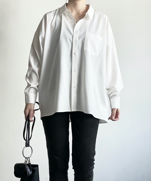 THE TWENTYSEVEN(ザ トゥエンティーセブン)の「The TWENTYSEVEN:PE STRETCH DROP SHOULDER SHIRTS L/S ポリストレッチドロップショルダーシャツロングスリーブ(シャツ/ブラウス・レディース・ホワイト/チャコールグレー/イエロー/グリーン・L/M/XL)」の5枚目の写真