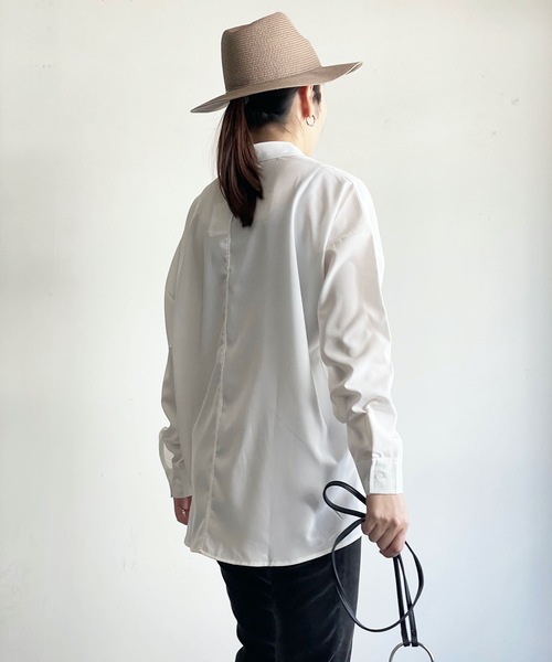THE TWENTYSEVEN(ザ トゥエンティーセブン)の「The TWENTYSEVEN:PE STRETCH DROP SHOULDER SHIRTS L/S ポリストレッチドロップショルダーシャツロングスリーブ(シャツ/ブラウス・レディース・ホワイト/チャコールグレー/イエロー/グリーン・L/M/XL)」の10枚目の写真