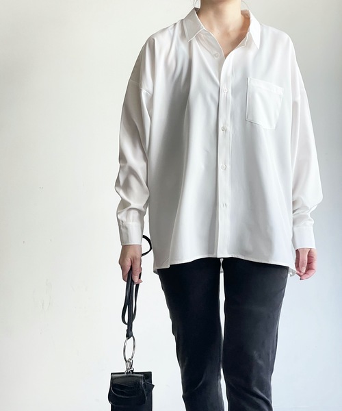 THE TWENTYSEVEN(ザ トゥエンティーセブン)の「The TWENTYSEVEN:PE STRETCH DROP SHOULDER SHIRTS L/S ポリストレッチドロップショルダーシャツロングスリーブ(シャツ/ブラウス・レディース・ホワイト/チャコールグレー/イエロー/グリーン・L/M/XL)」の6枚目の写真