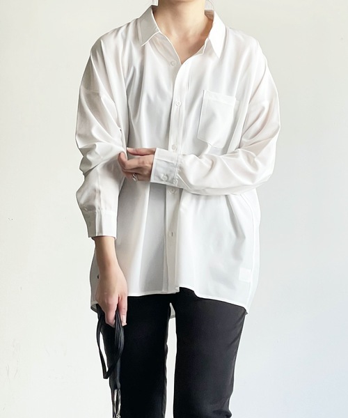 THE TWENTYSEVEN(ザ トゥエンティーセブン)の「The TWENTYSEVEN:PE STRETCH DROP SHOULDER SHIRTS L/S ポリストレッチドロップショルダーシャツロングスリーブ(シャツ/ブラウス・レディース・ホワイト/チャコールグレー/イエロー/グリーン・L/M/XL)」の7枚目の写真