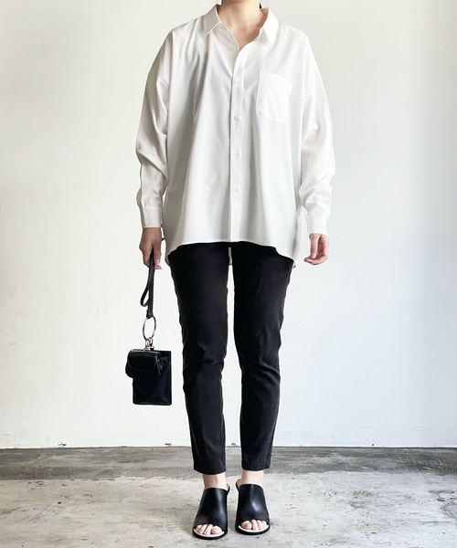 THE TWENTYSEVEN(ザ トゥエンティーセブン)の「The TWENTYSEVEN:PE STRETCH DROP SHOULDER SHIRTS L/S ポリストレッチドロップショルダーシャツロングスリーブ(シャツ/ブラウス・レディース・ホワイト/チャコールグレー/イエロー/グリーン・L/M/XL)」の8枚目の写真