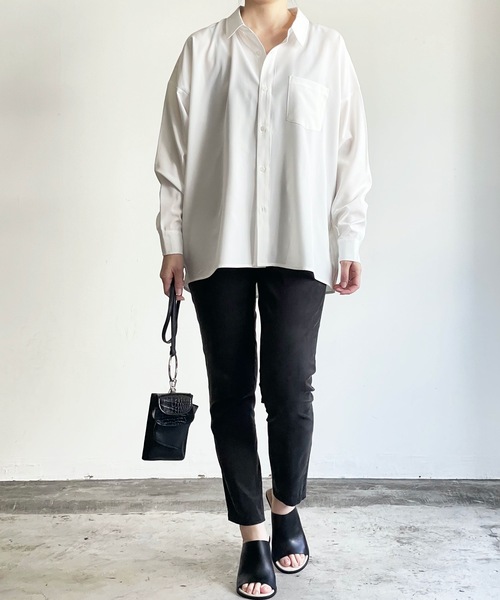 THE TWENTYSEVEN(ザ トゥエンティーセブン)の「The TWENTYSEVEN:PE STRETCH DROP SHOULDER SHIRTS L/S ポリストレッチドロップショルダーシャツロングスリーブ(シャツ/ブラウス・レディース・ホワイト/チャコールグレー/イエロー/グリーン・L/M/XL)」の9枚目の写真
