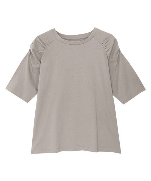 Pierrot(ピエロ)の「Steady 8月号掲載アイテム 汗ジミ防止シャーリングデザインTシャツ(Tシャツ/カットソー・レディース・オレンジ/チャコール/モカ/グレイッシュベージュ/グリーン系その他・L/M)」の4枚目の写真