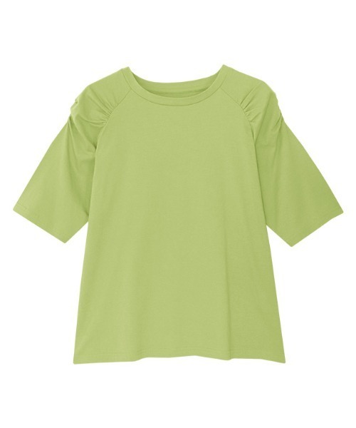 Pierrot(ピエロ)の「Steady 8月号掲載アイテム 汗ジミ防止シャーリングデザインTシャツ(Tシャツ/カットソー・レディース・オレンジ/チャコール/モカ/グレイッシュベージュ/グリーン系その他・L/M)」の7枚目の写真